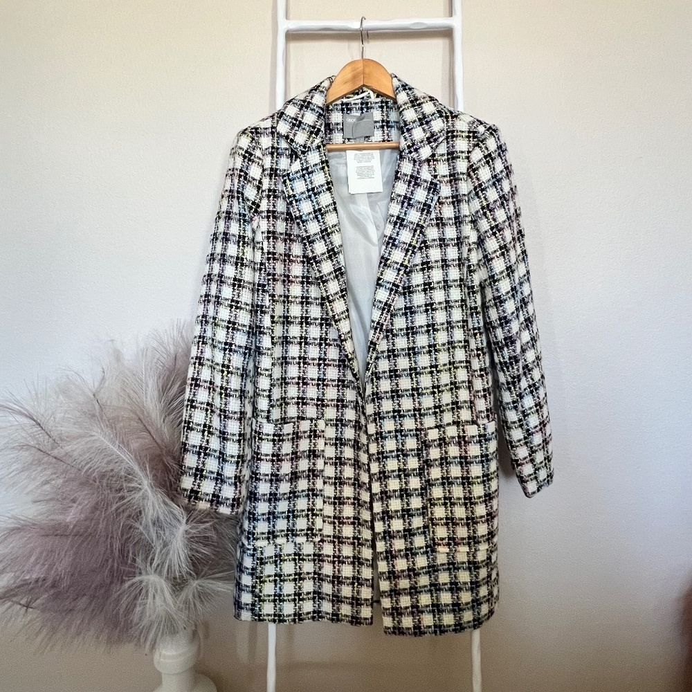 Asos Pastel Plaid Blazer Jacket with Pockets Size 8